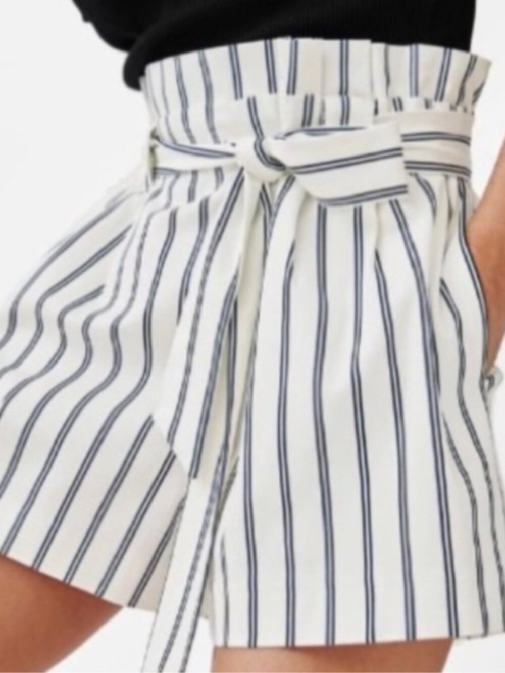 Zara Striped Paperbag Shorts with Tie